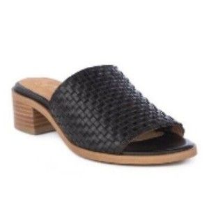 Seychelles Black Woven Leather Slide Sandal